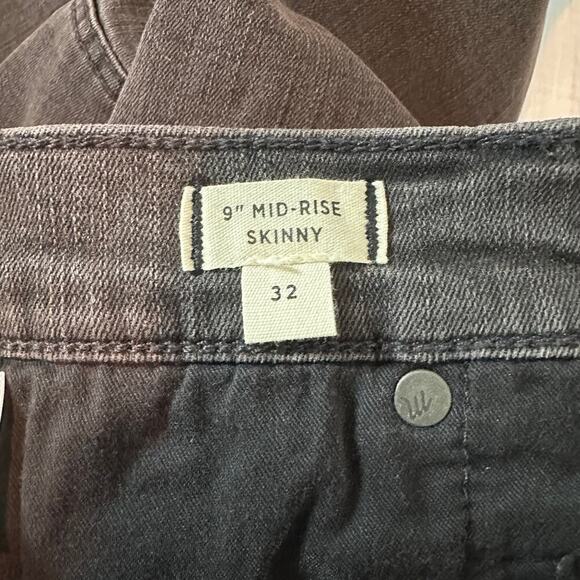 Madewell 9" Mid Rise SKINNY Exposed Button Fly Jeans Raw Hem Size 32 Stretch - Picture 6 of 15